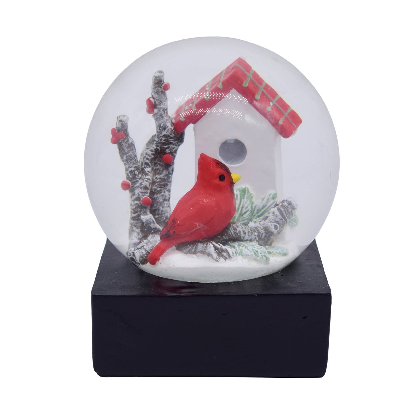Cardinal Glass Snow Globe Birdhouse