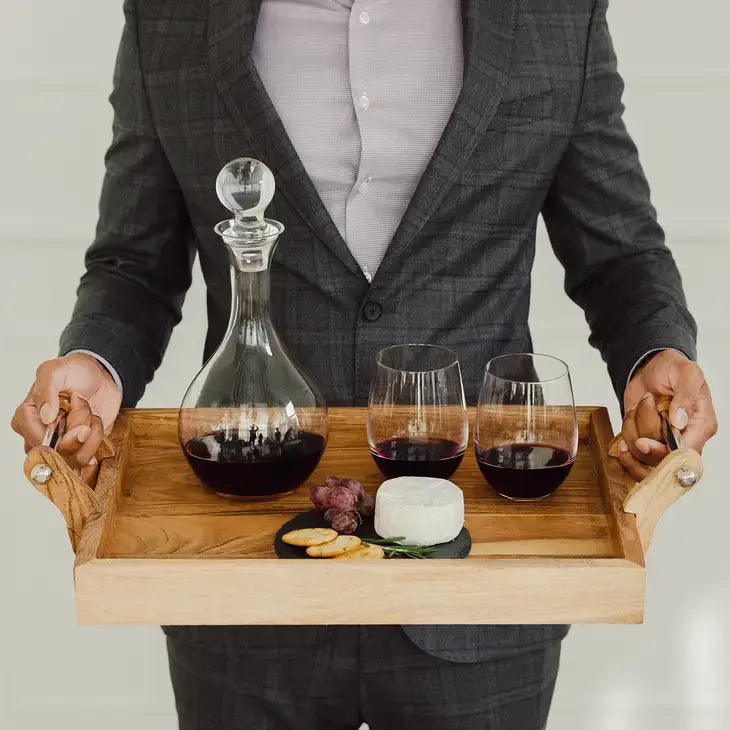Glass Wine Decanter Gift Set with 2 Stemless Wine Glasses