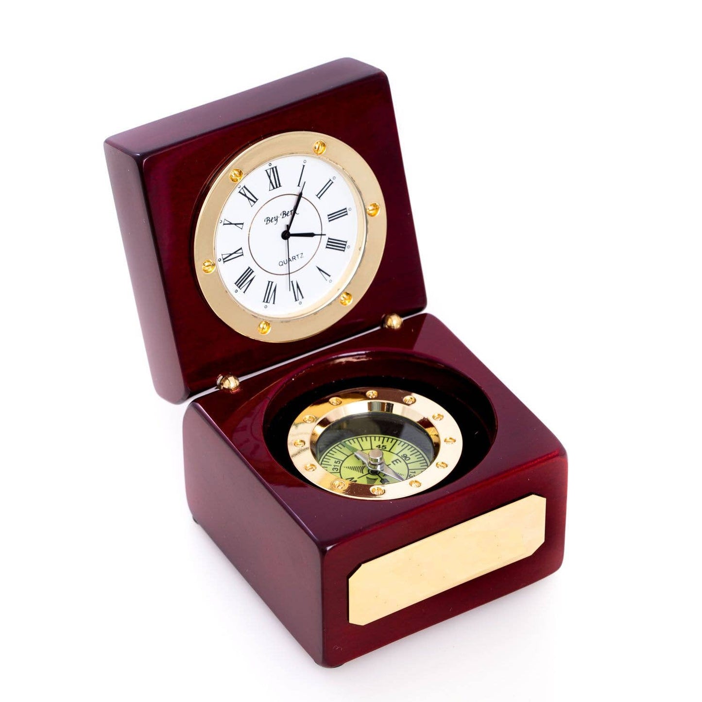 Compass and Clock Rosewood Box