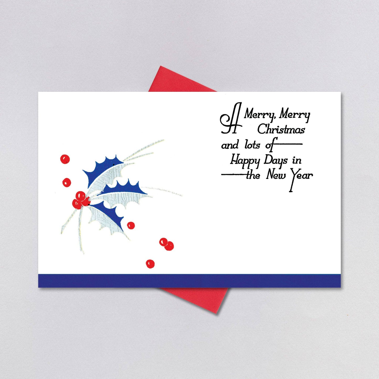 Cabin in Woods Retro Illustration Christmas Greeting Card