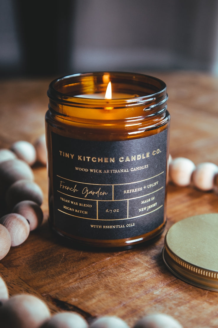Handpoured Wood Wick 8 oz. Amber Glass Candles (8 Scents)