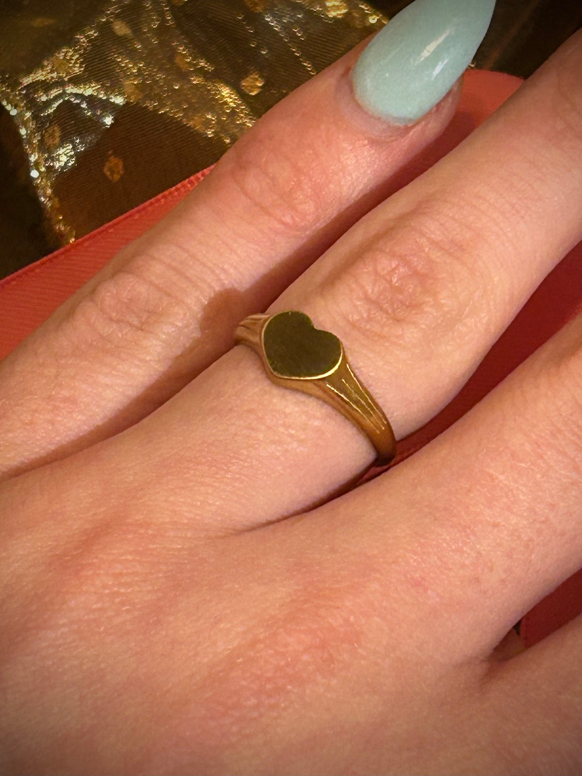 18k Gold PVD Heart Signet Ring