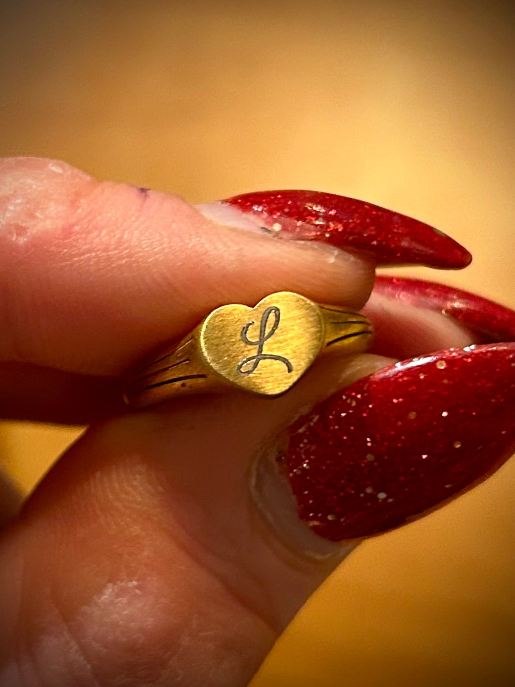 18k Gold PVD Heart Signet Ring
