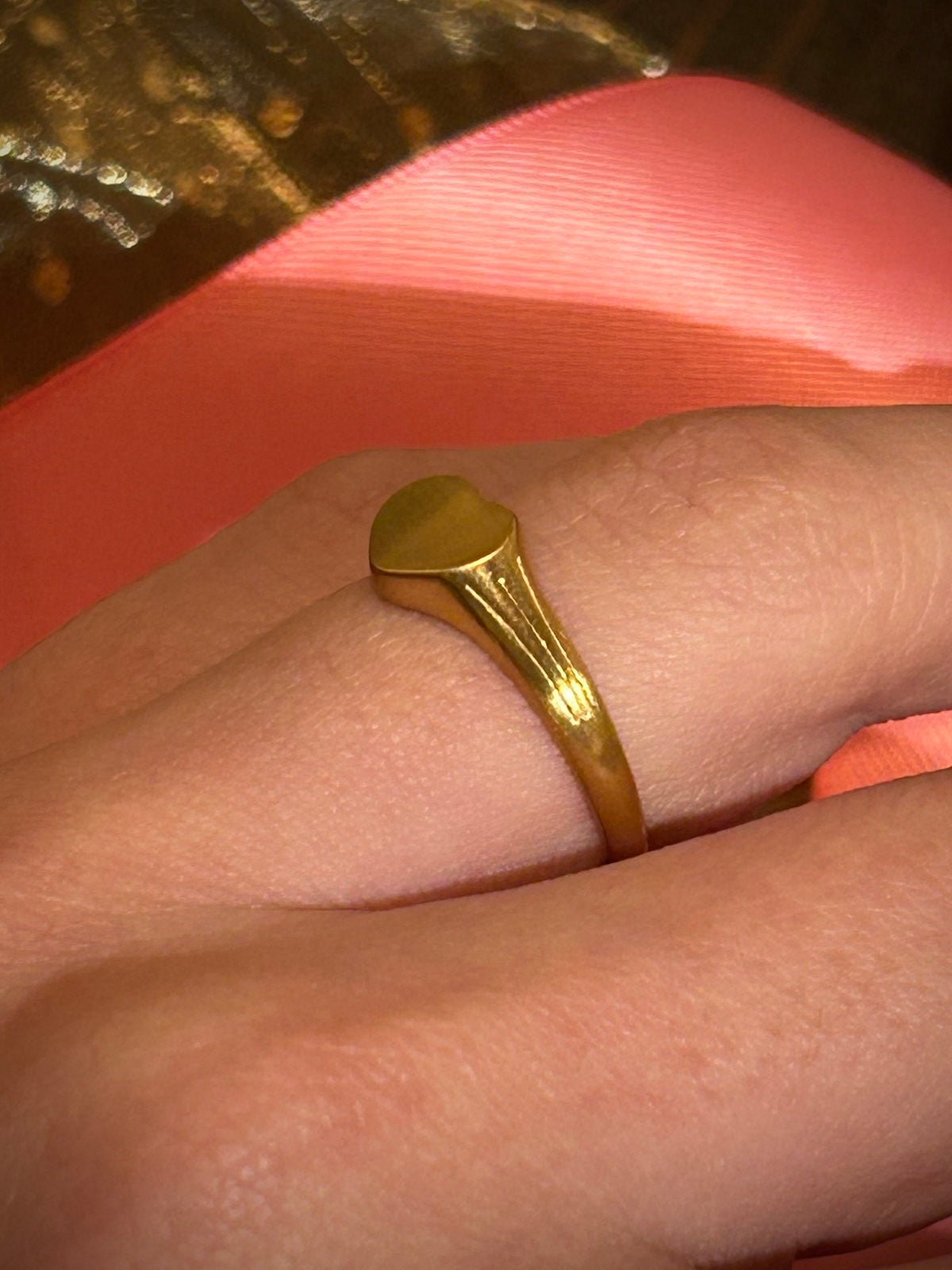 18k Gold PVD Heart Signet Ring