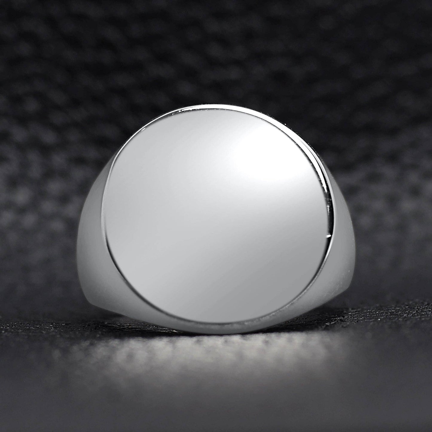 Mens Stainless Steel Polished Round Signet Ring