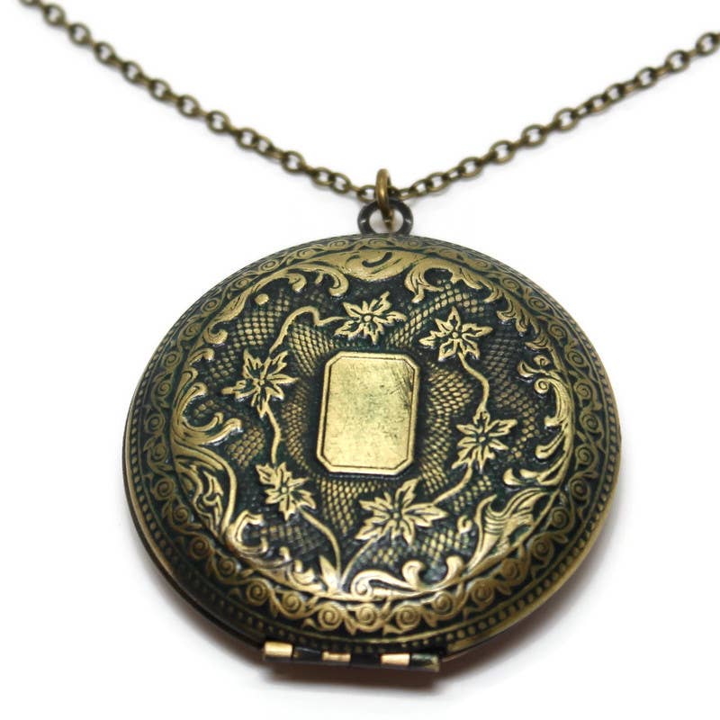 Black Timepiece Style Locket Necklace