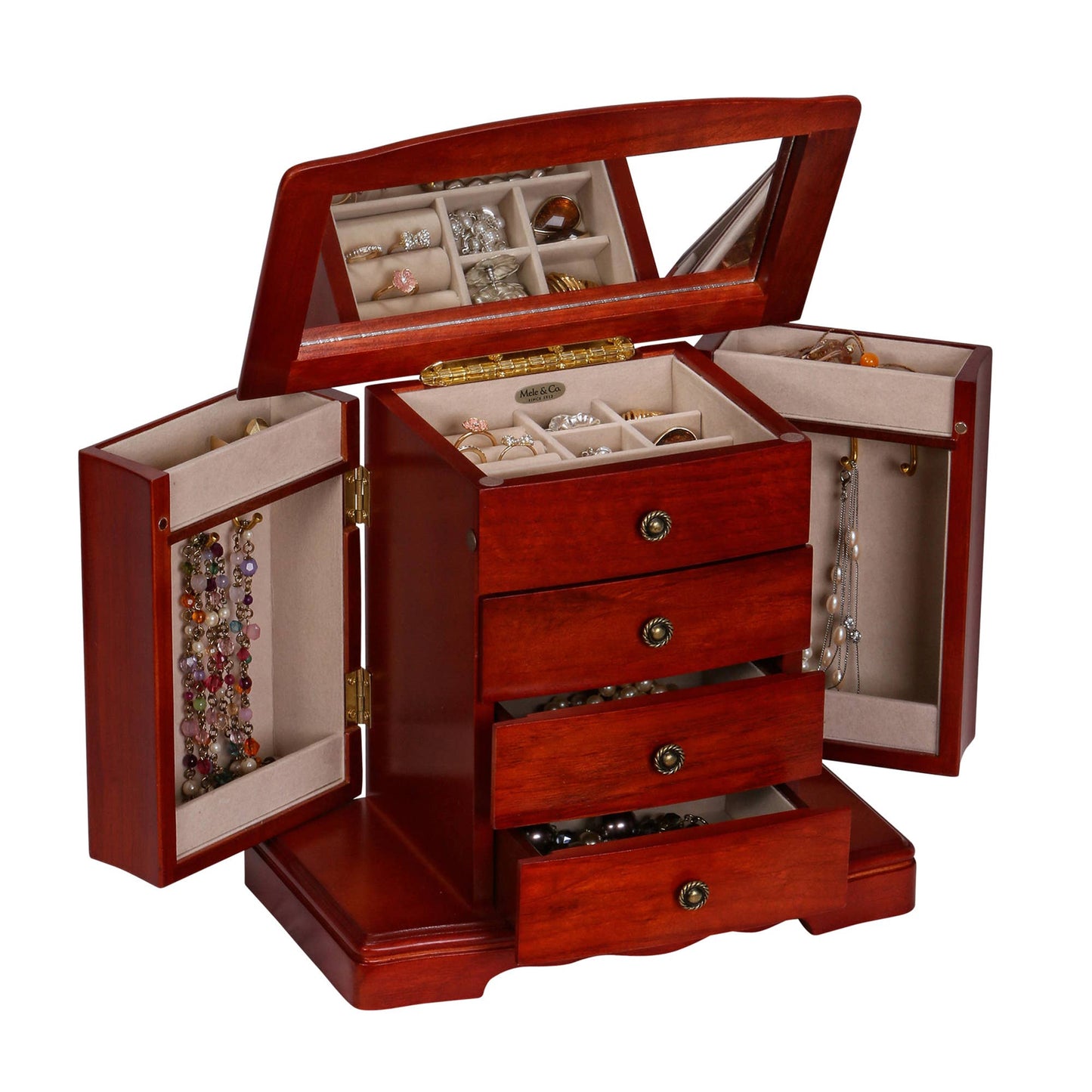 Mele & Co. "Harmony" Cherry Wooden Musical Jewelry Box