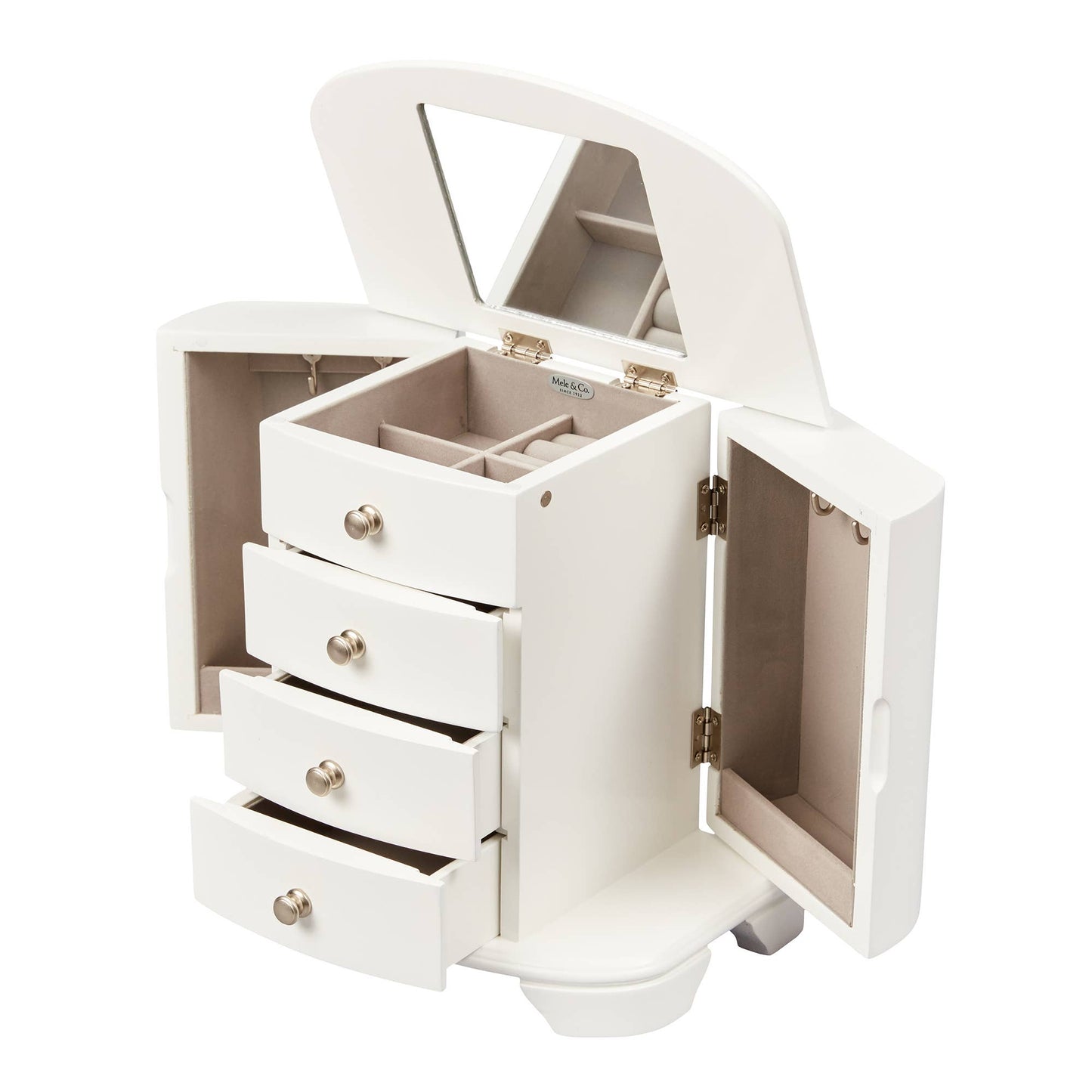 Mele & Co. "Kaitlyn" Upright Musical White Jewelry Box