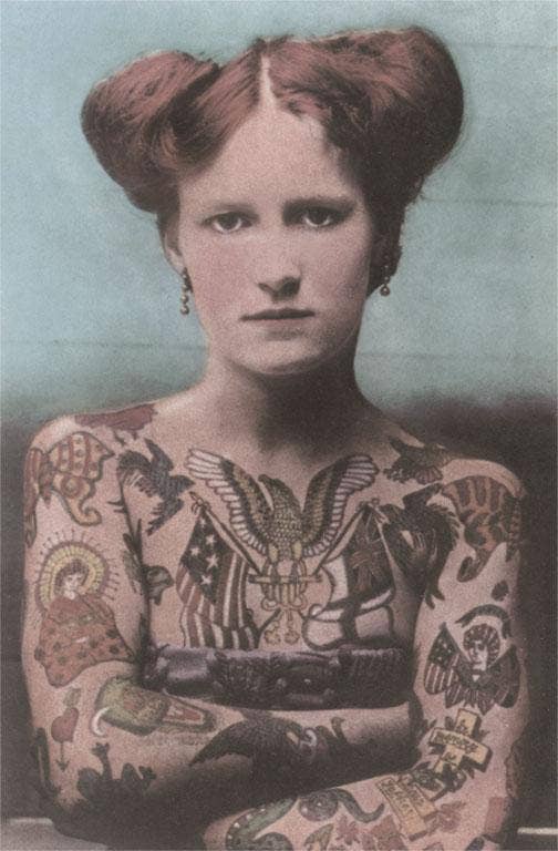 Tatooed Lady Vintage Image Magnet