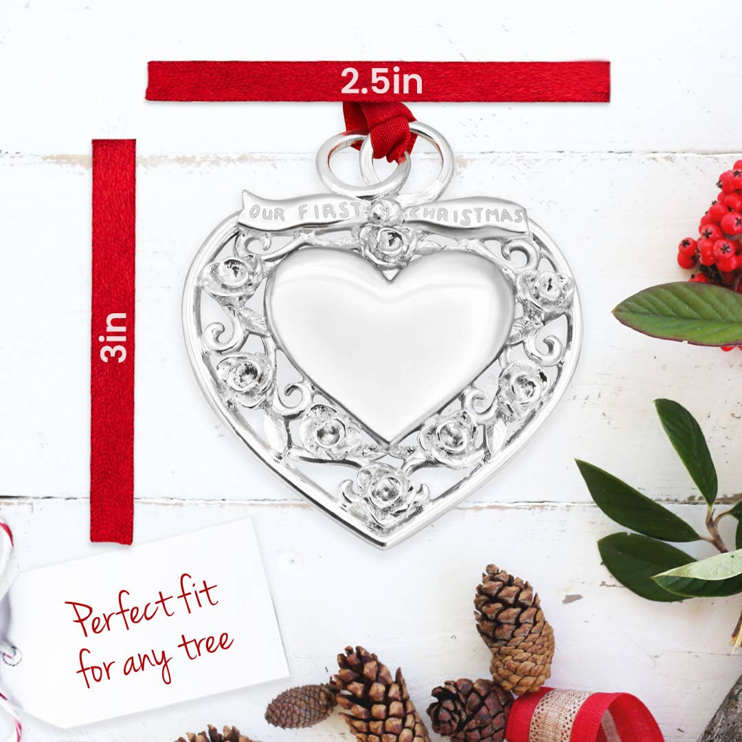 "Our First Christmas" Silver Heart Ornament