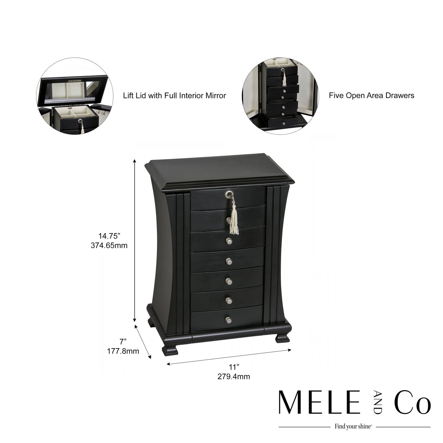 Mele & Co. "Layla" Java Upright Jewelry Chest