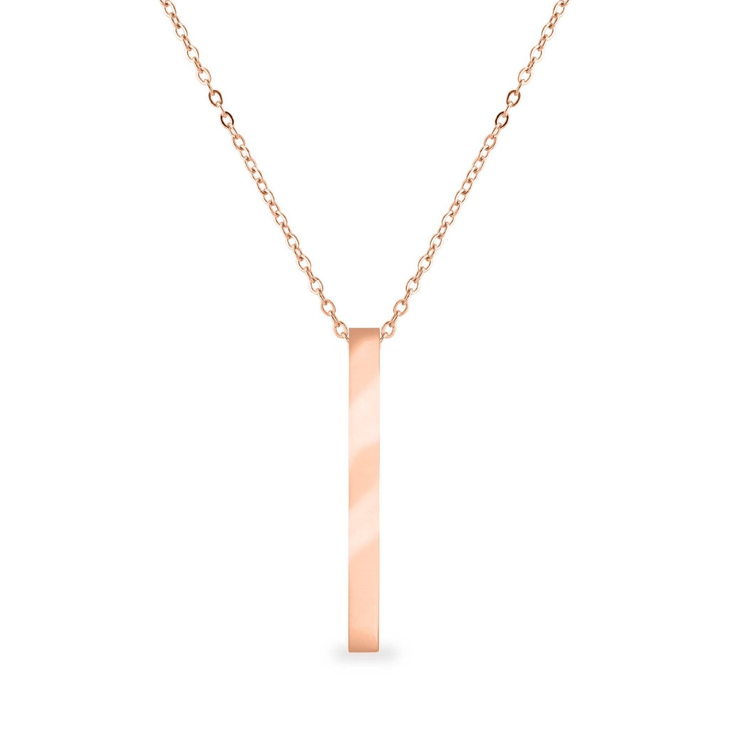4 Sided Vertical Bar Polished Stainless Steel Necklaces