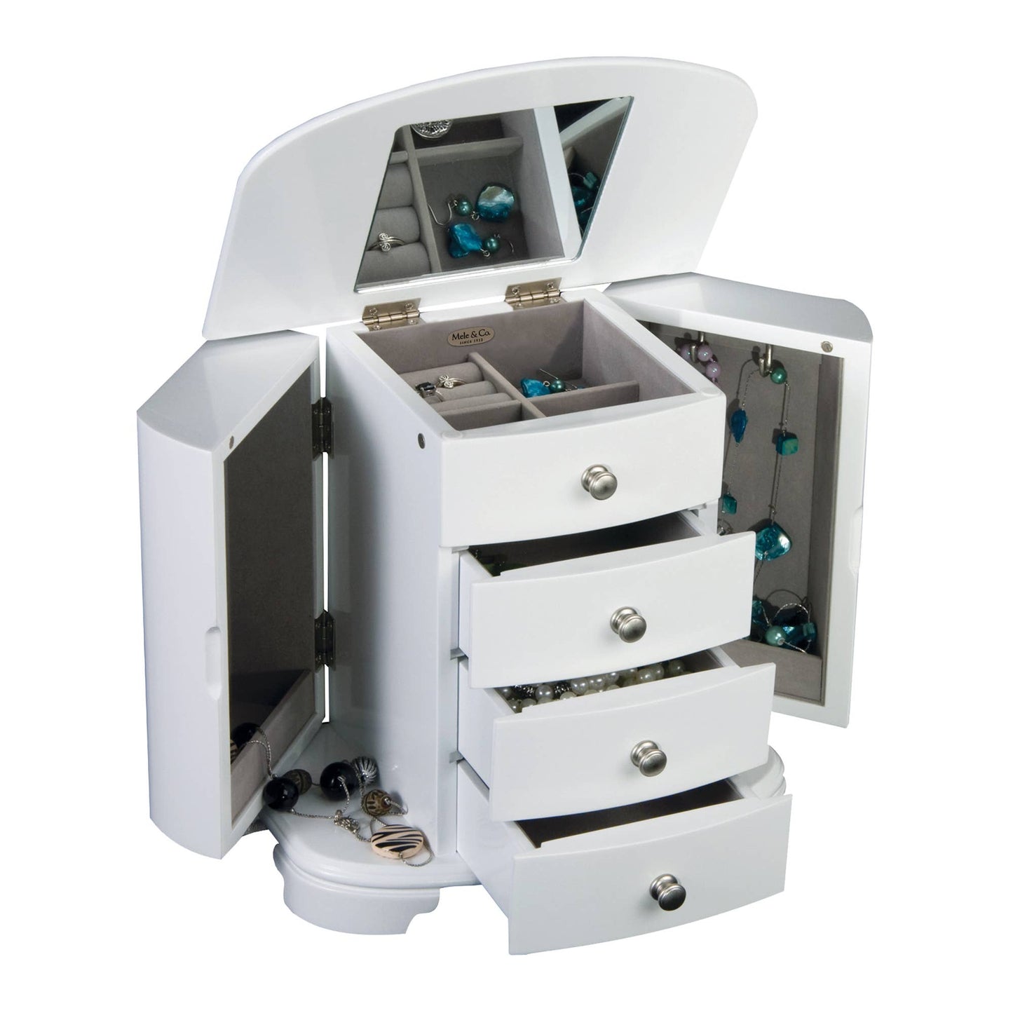 Mele & Co. "Kaitlyn" Upright Musical White Jewelry Box