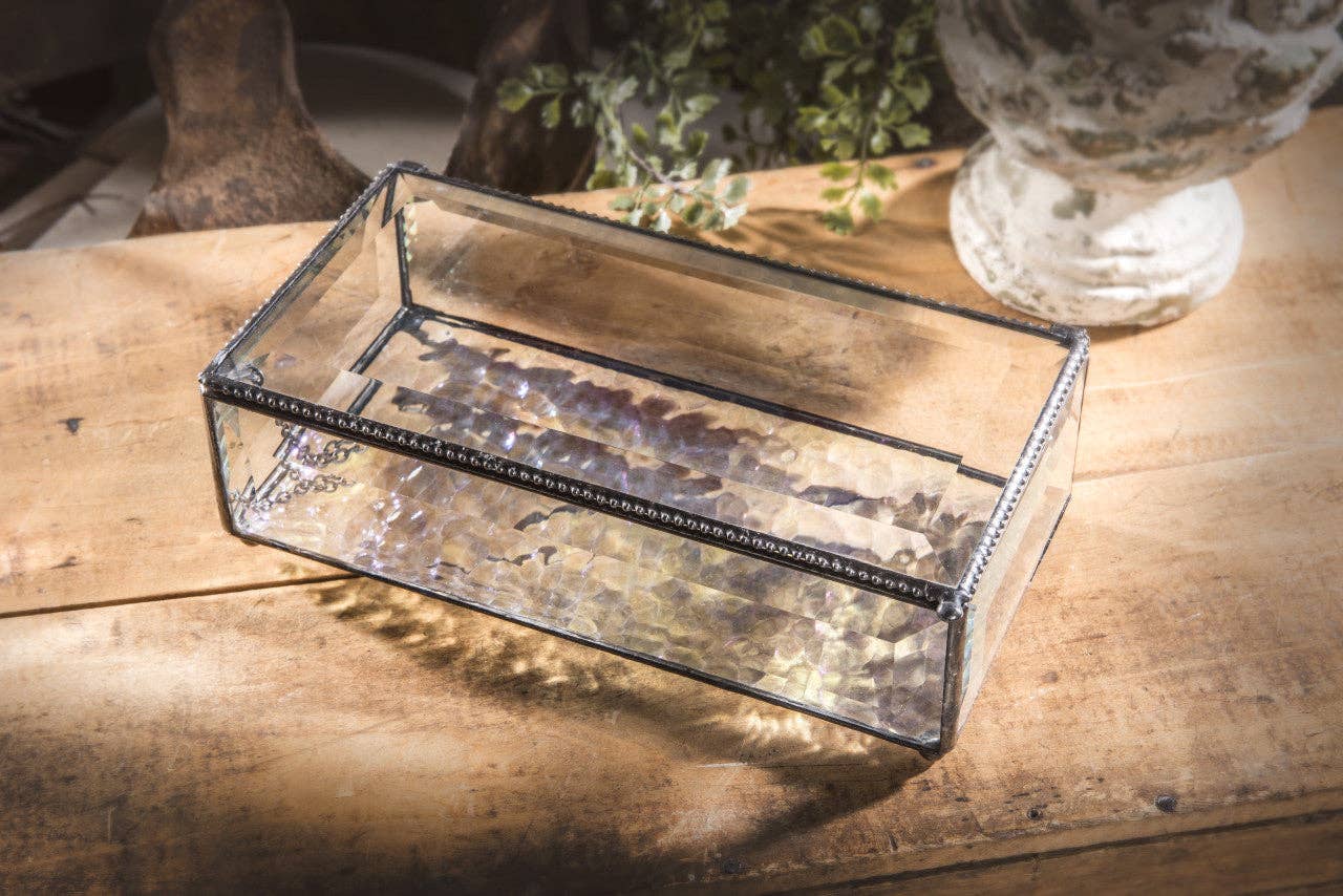 Beveled Glass Keepsake Box with Hinged Lid