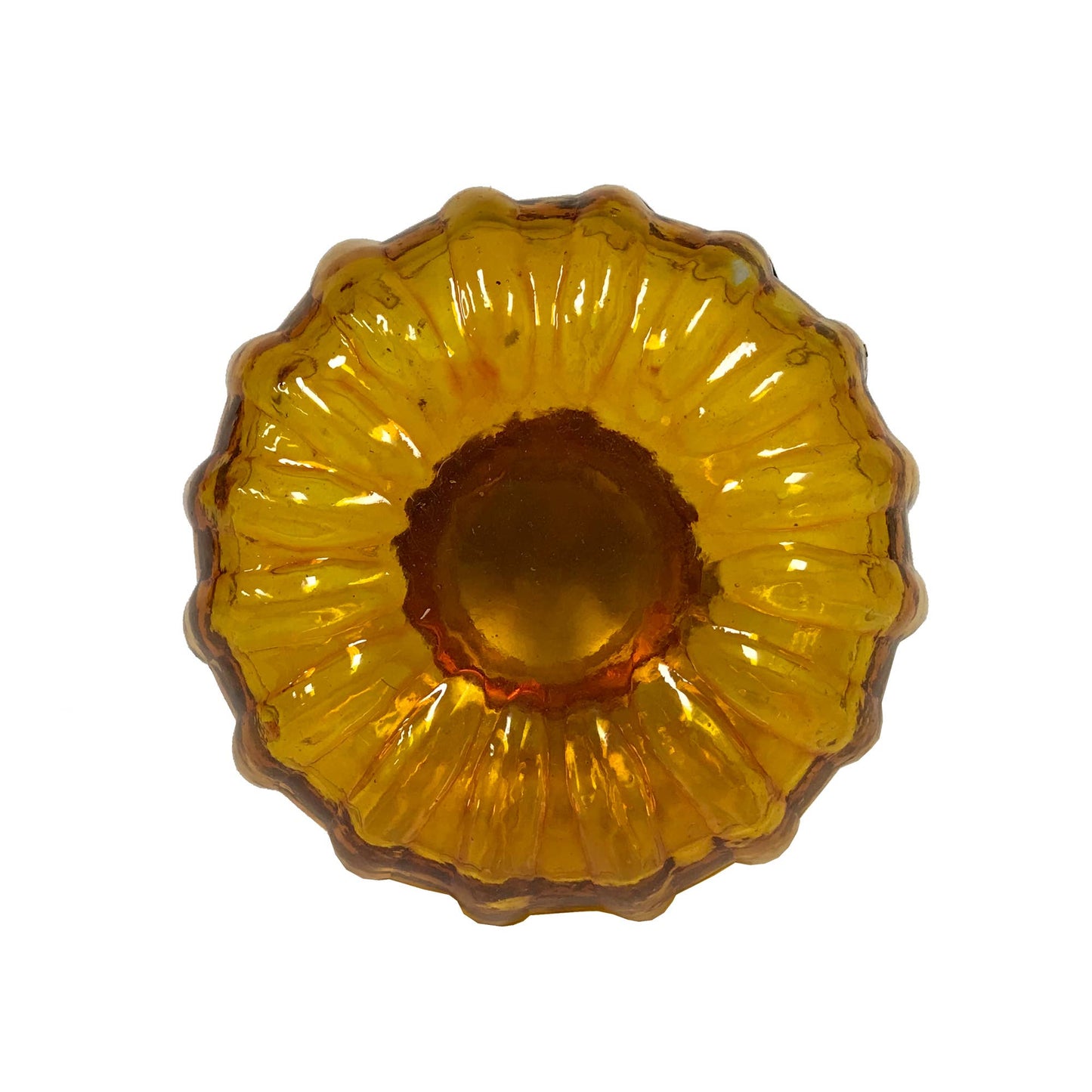 Amber Swirl Glass Inkwell with Nickel Plated Lid