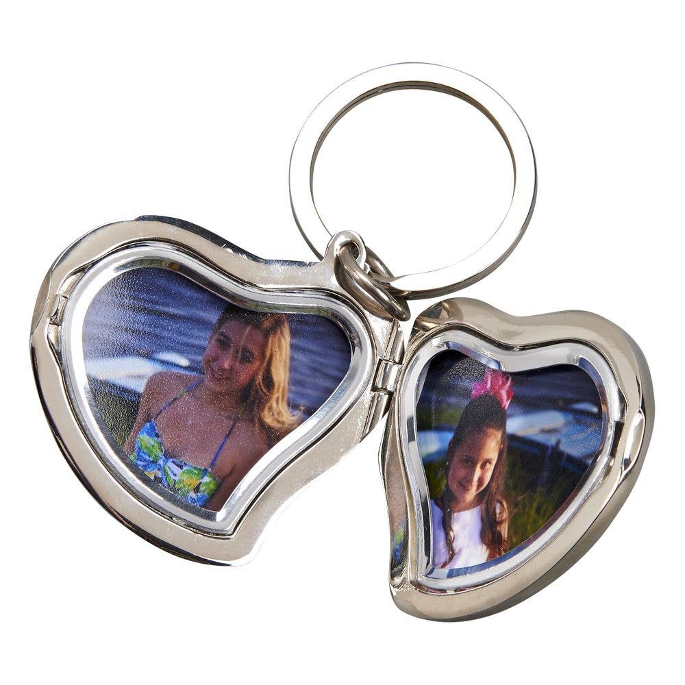 Heart Shaped Silver Locket Keychain