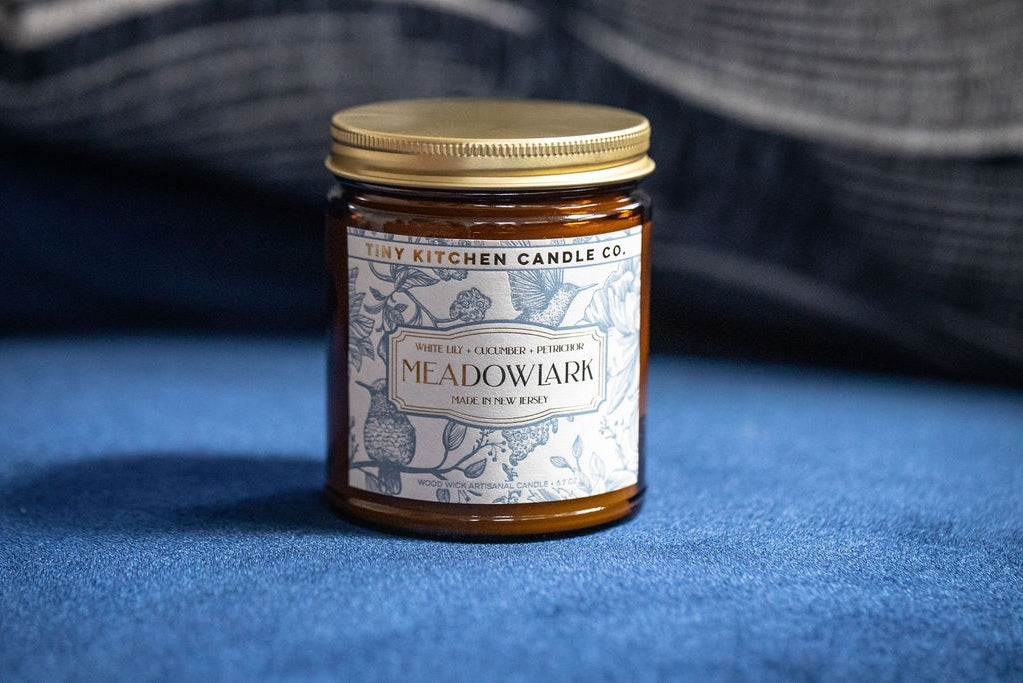 Handpoured Wood Wick 8 oz. Amber Glass Candles (8 Scents)