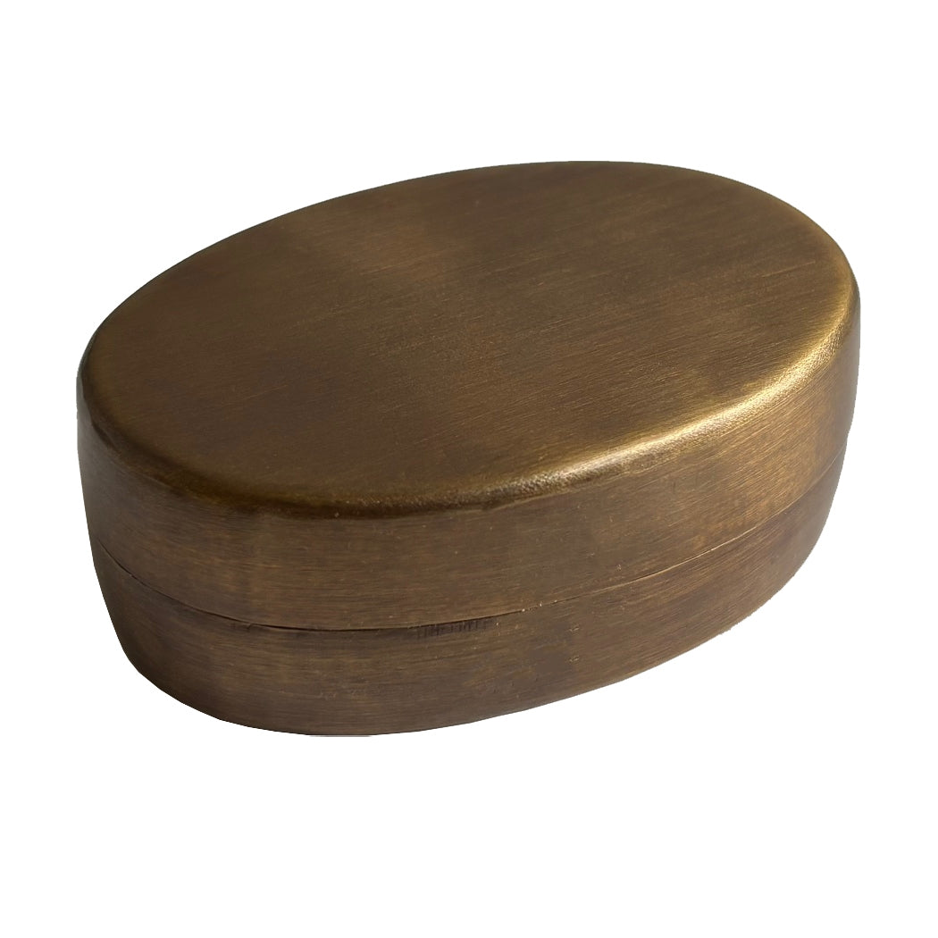 3" Oval Antiqued Brass Trinket/Pill/Tobacco/Snuff Box