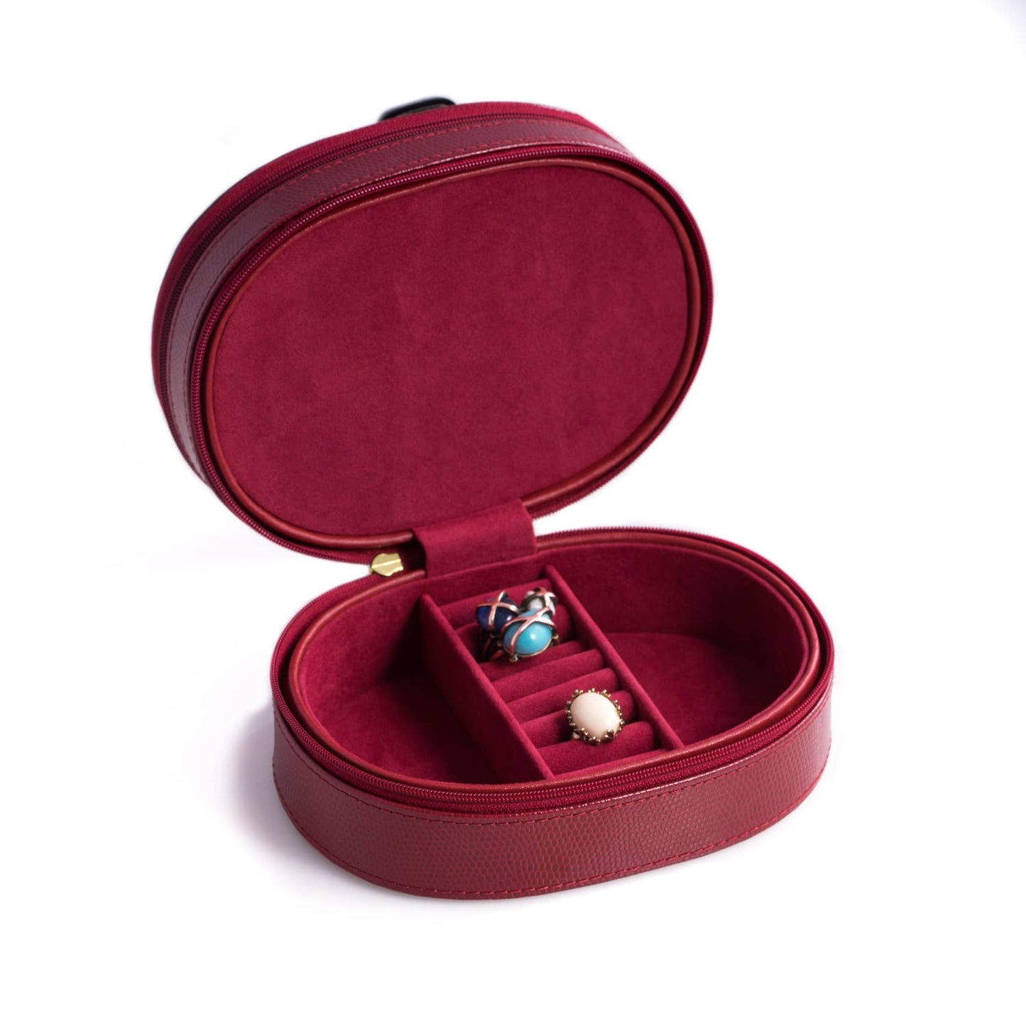 Red "Lizard" Leather Jewelry Case