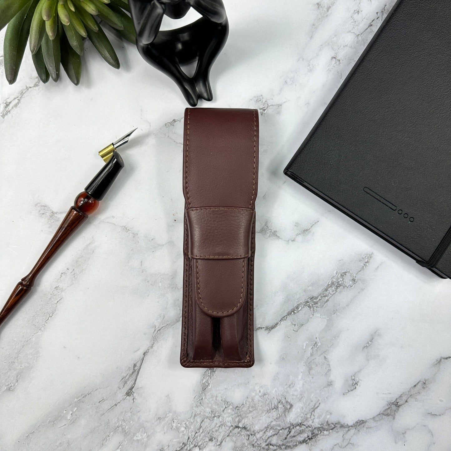 Girologio 2 Pen Antique Brown Leather Case