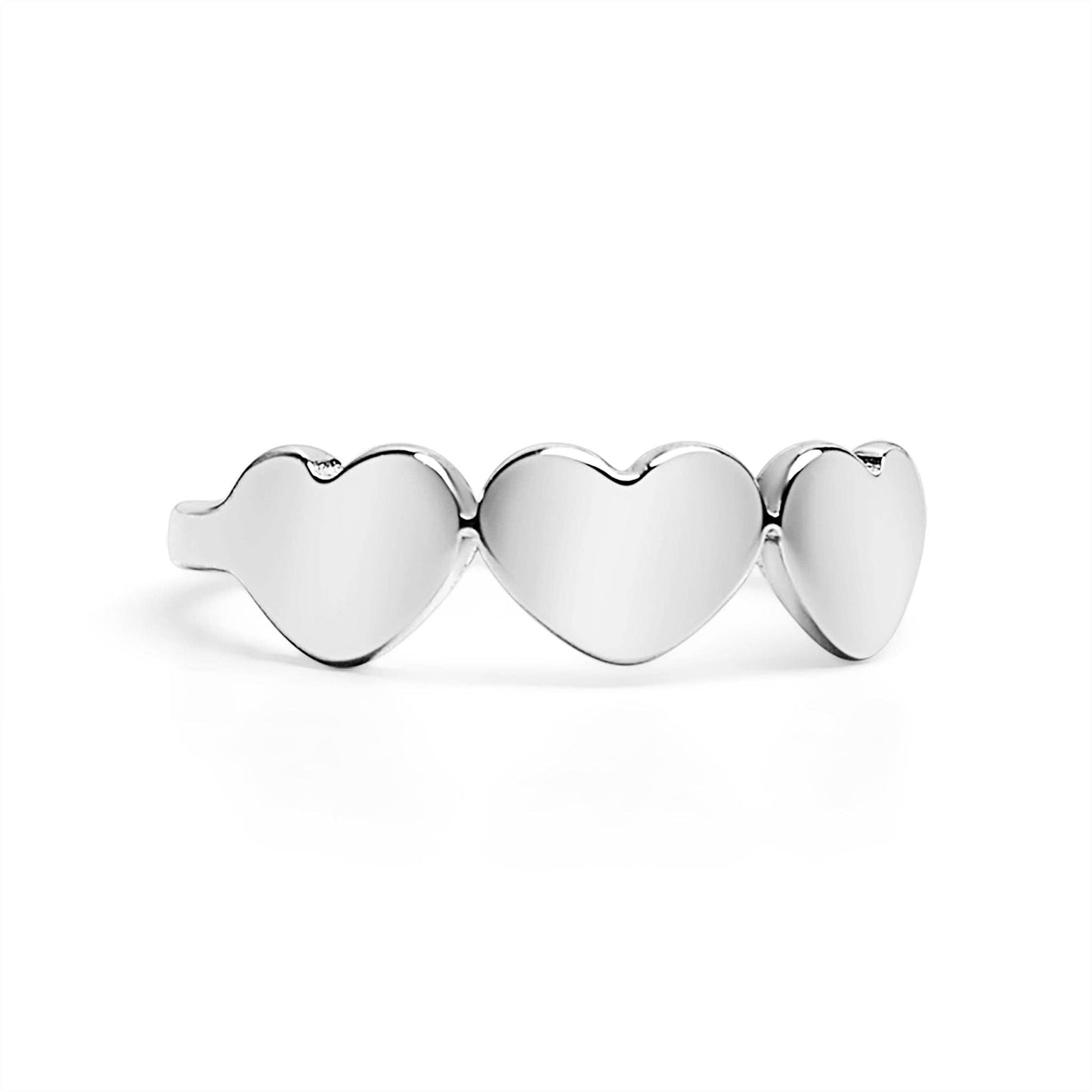 18k Gold PVD Coated Stainless Steel 3 Heart Ring (Gold or Silver)