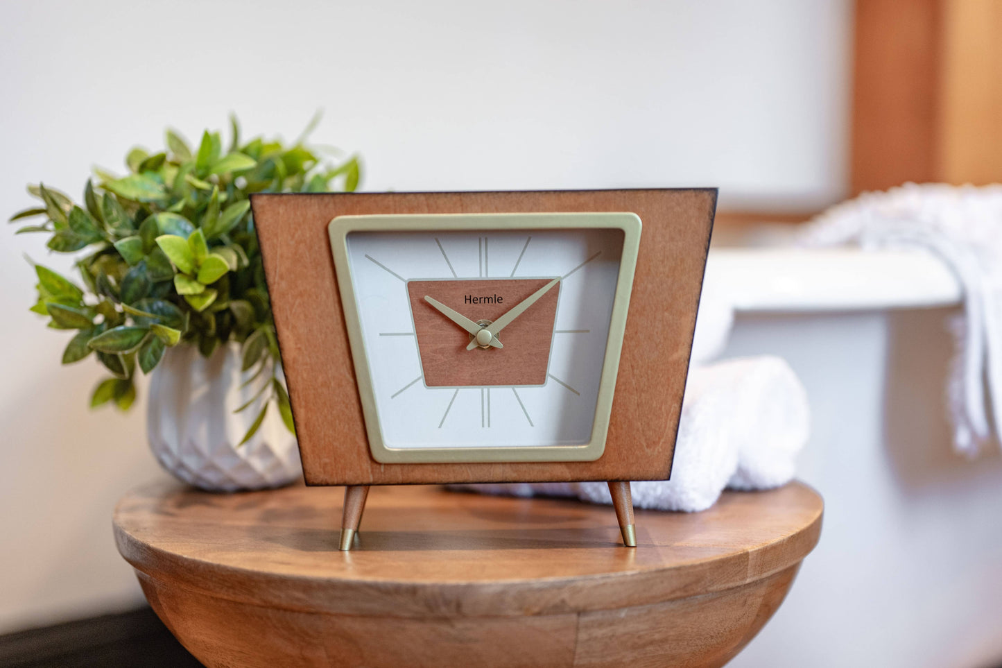 Hermle Margo Retro Light Cherry Wooden Desk Clock