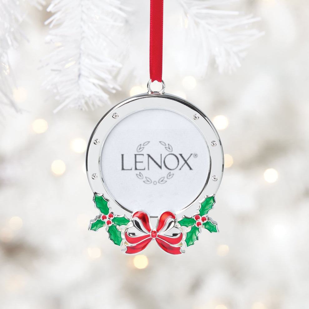 Lenox Holly Photo Frame Silverplate Ornament