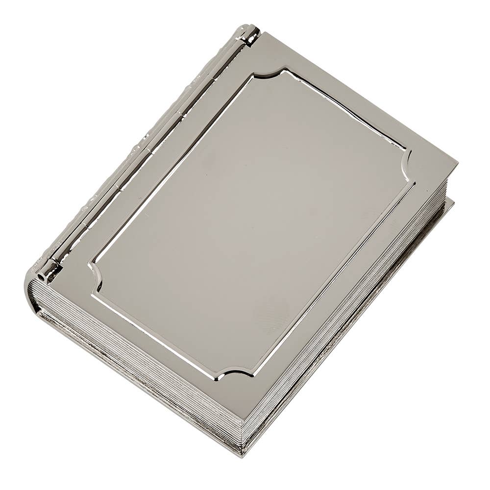 Classic Silver Book Shaped Keepsake Box