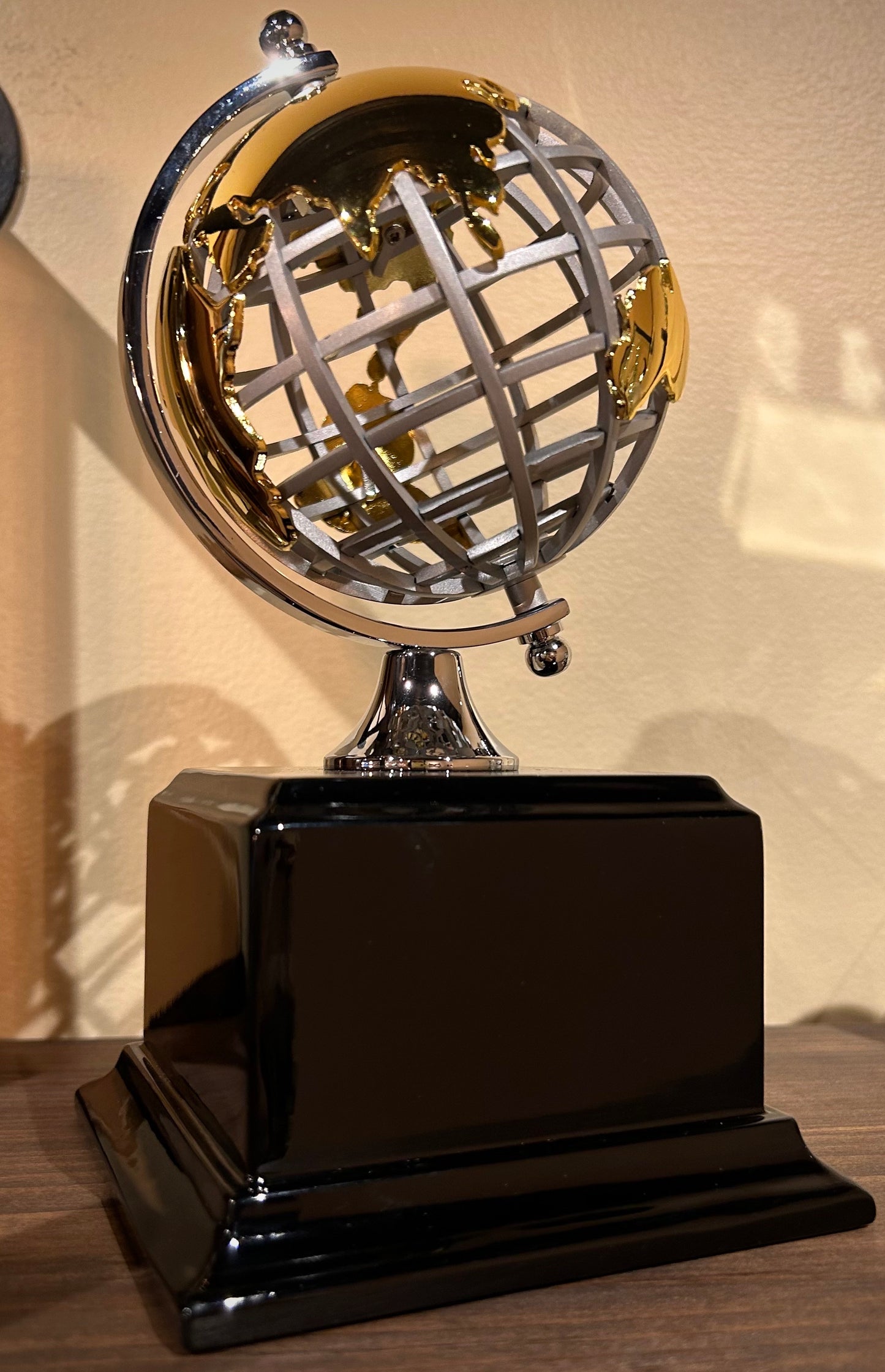Silver & Gold Architectural World Globe on Black Base