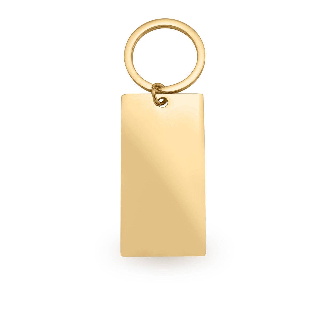 Polished Gold Plated Stainless Steel Rectangular Keychain