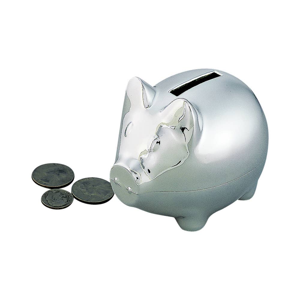 Small Shiny Silver Piggy Bank