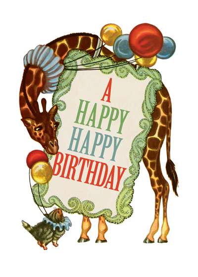 Circus Giraffe Happy Birthday Card