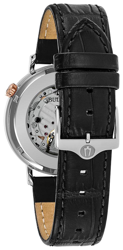 Bulova Aerojet Classic Automatic Watch with Black Leather Strap