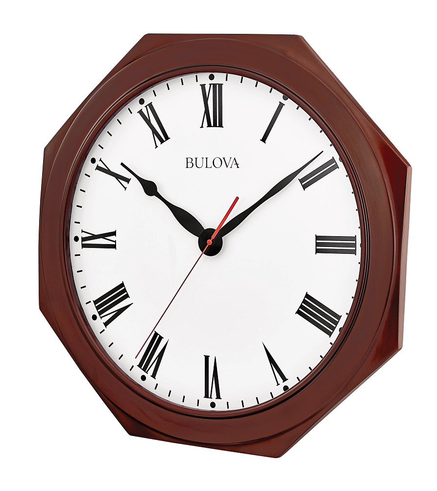 Bulova Capitol Large Octagon Solid Hardwood Gallery Wall Clock