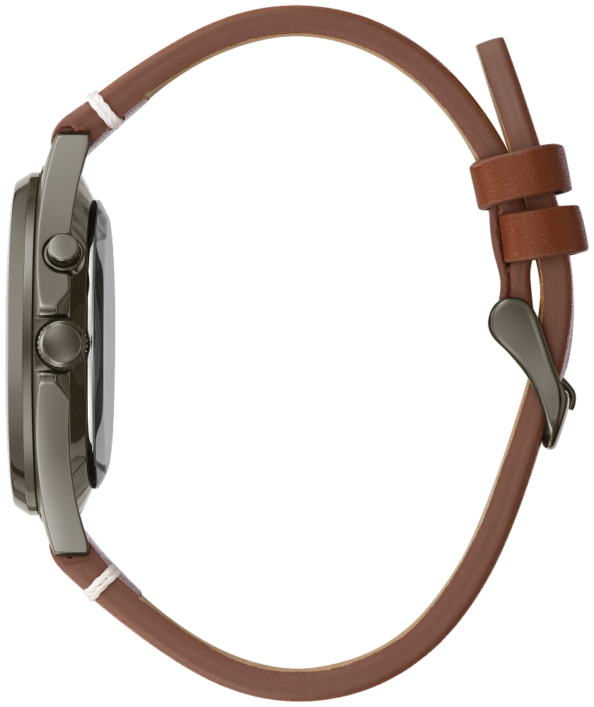 Caravelle by Bulova Classic Gunmetal & Brown Leather, Olive Dial Watch