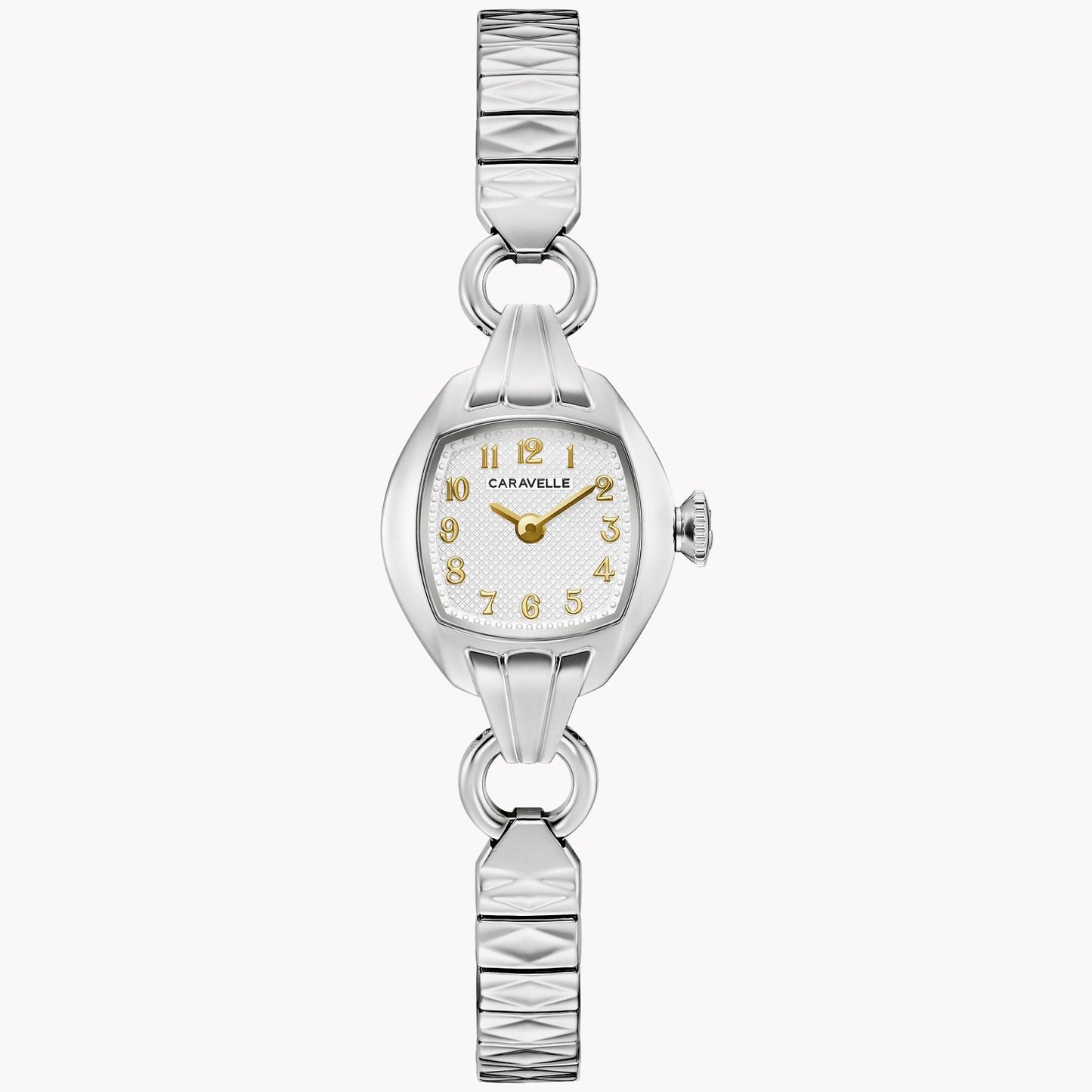 Caravelle by Bulova Ladies Classic Cocktail Silver Watch with Expansion Bracelet