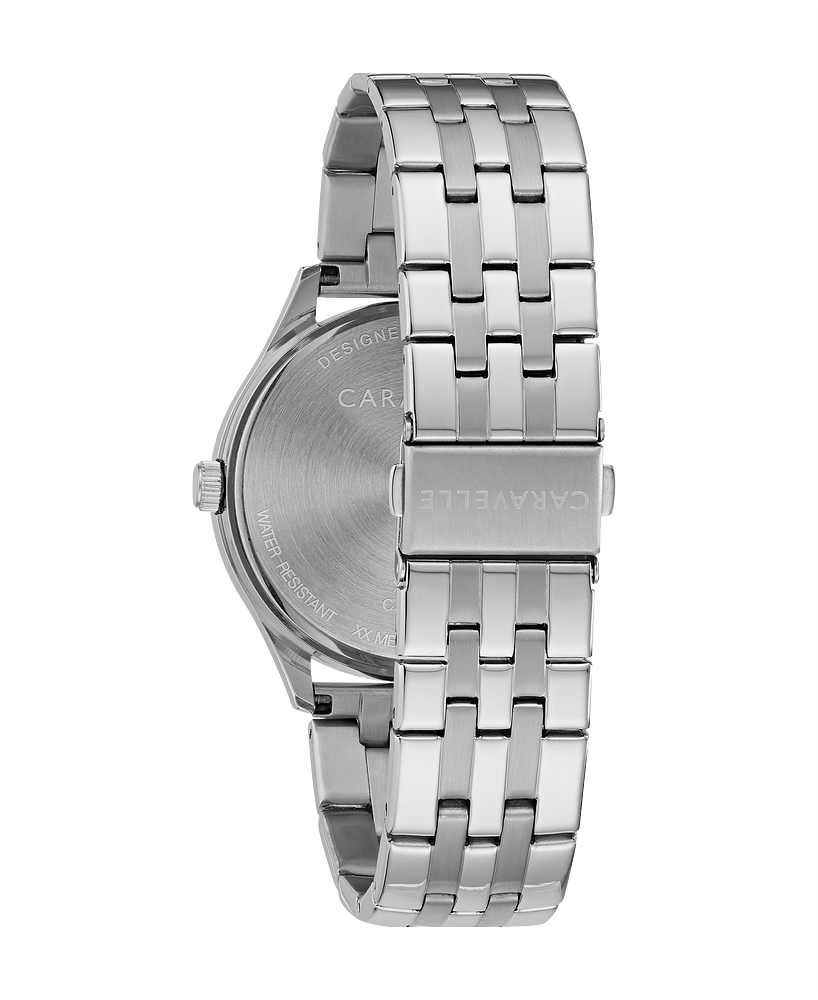 Caravelle by Bulova Dress Stainless Steel & Blue Dial Watch