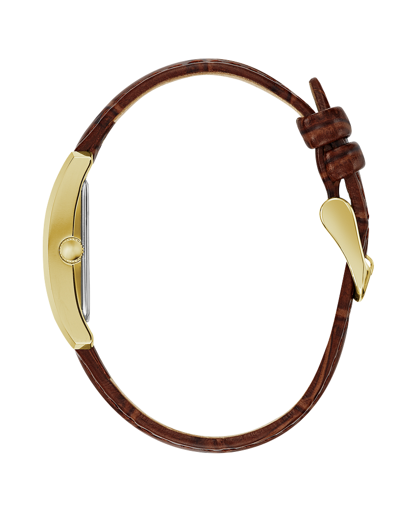 Caravelle by Bulova Ladies Dress Gold & Brown Leather Tank Watch