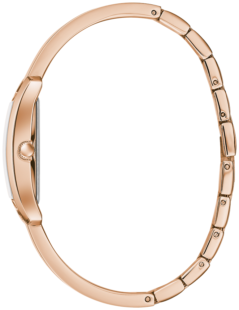 Caravelle by Bulova Ladies Dress Rose Gold Tank Watch with Bangle