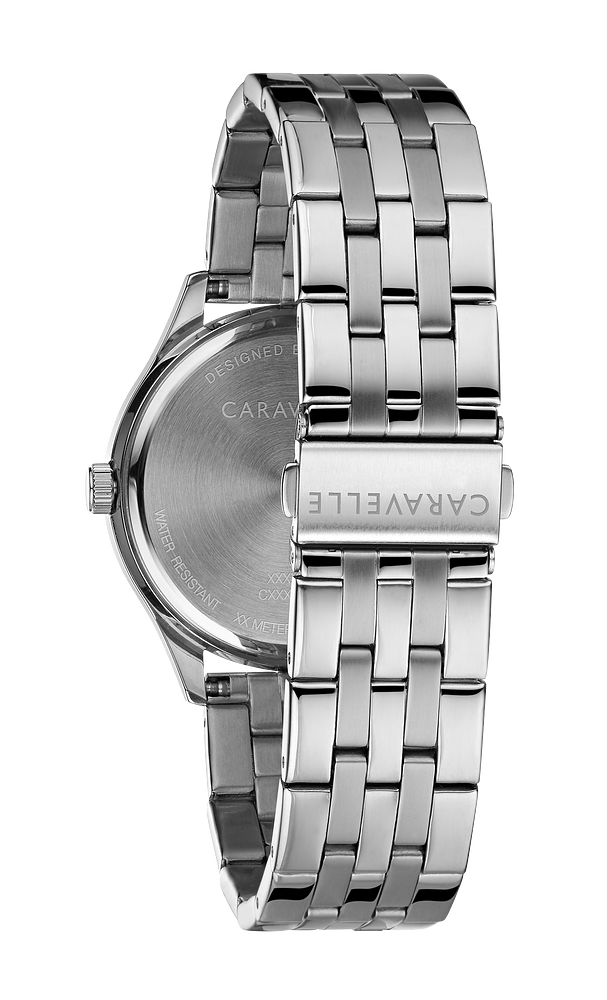 Caravelle by Bulova Dress Stainless Steel & Black Dial Watch