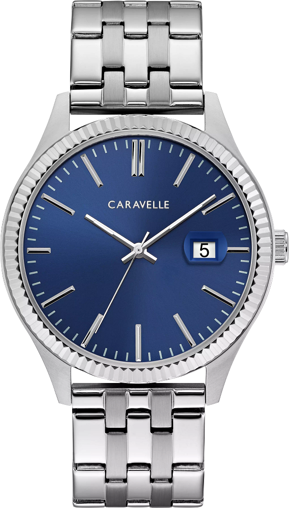 Caravelle by Bulova Dress Stainless Steel & Blue Dial Watch