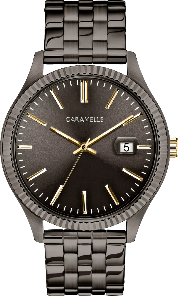 Caravelle by Bulova Dress Gunmetal & Gold Accent Watch