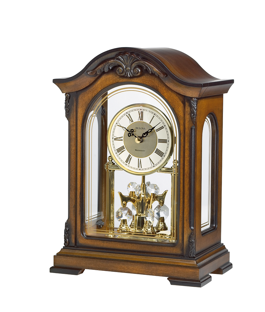 Bulova Durant Old World Chime Revolving Pendulum Wood Clock