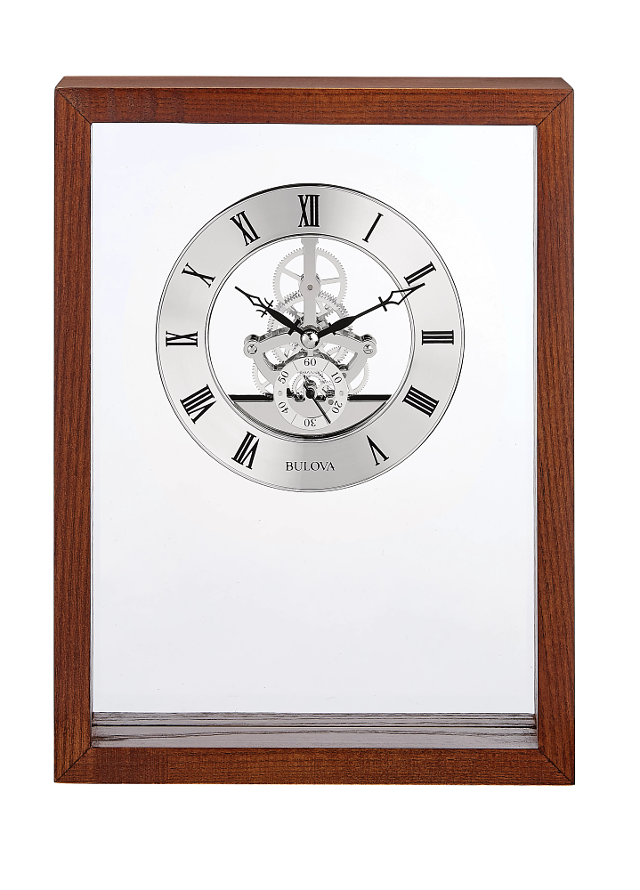 Bulova Engraver Hardwood Skeleton Clock