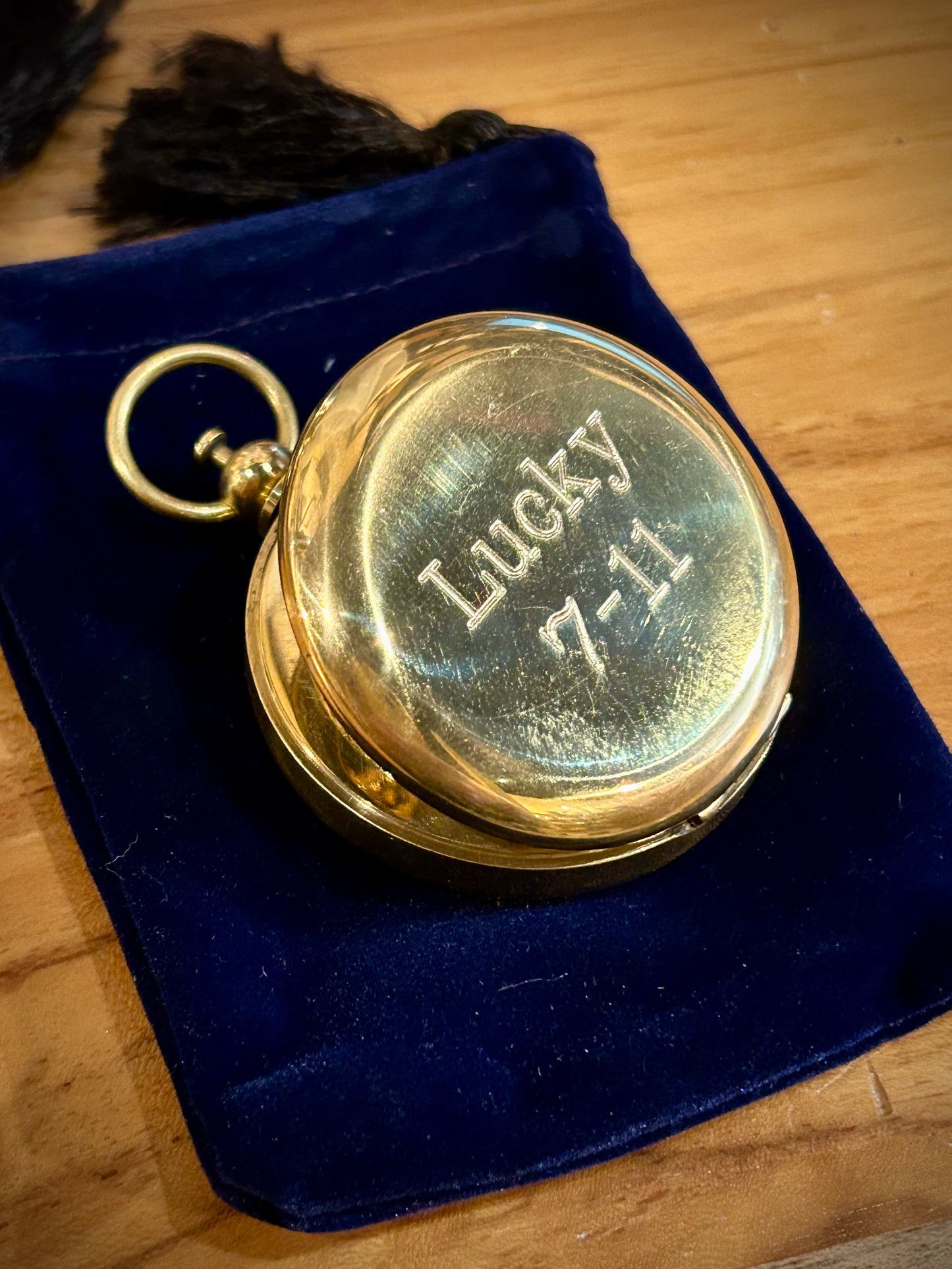 1-7/8" Solid Polished Brass Pocket Compass with Felt Pouch