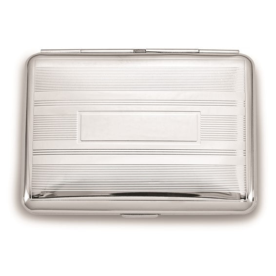 Silver Plated Striped Cigarette/Card Case