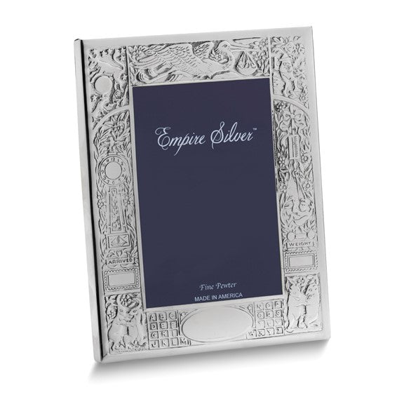 Empire Silver Polished Pewter 4x6 Baby Birth Record Frame