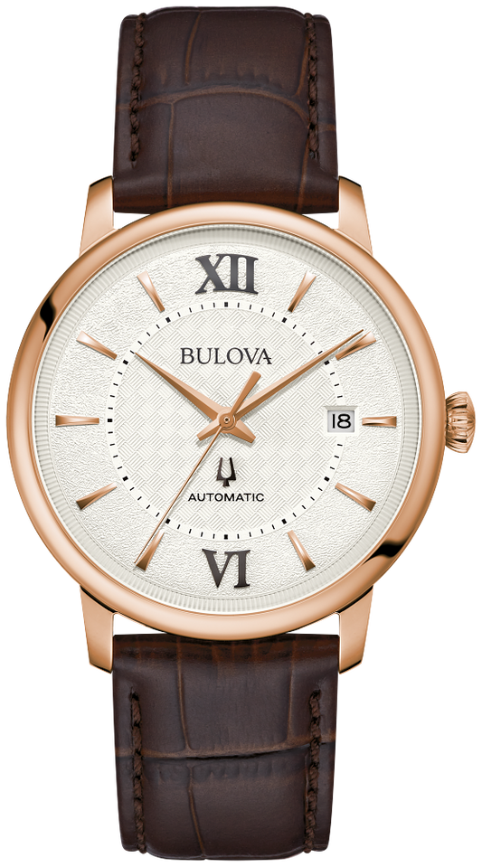 Bulova Hudson Classic Automatic Watch with Dark Brown Leather Strap