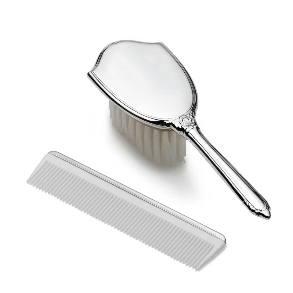 Empire Silver Girls Polished Pewter Brush & Comb Set