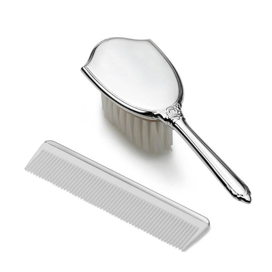 Empire Silver Girls Polished Pewter Brush & Comb Set